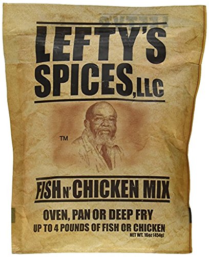 Lefty's Spices Fish N Chicken Mix original flavor pack of three bags, ready for oven