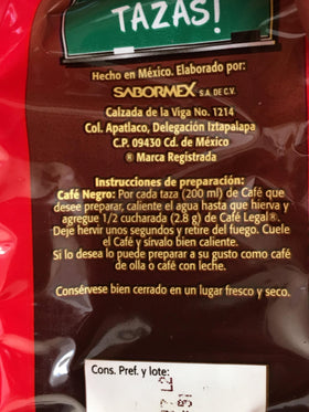 Legal Cafe Mexican ground coffee in a foil pouch preserves freshness.