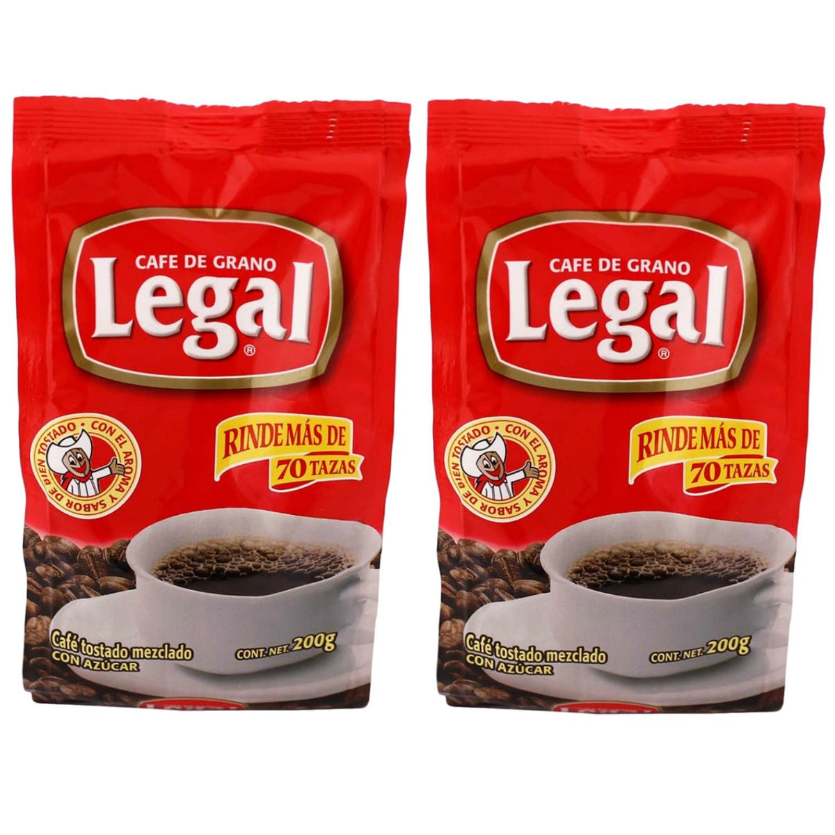 Legal Cafe Mexican ground coffee two bags for easy home brewing.