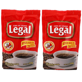 Legal Cafe Mexican ground coffee two bags for easy home brewing.