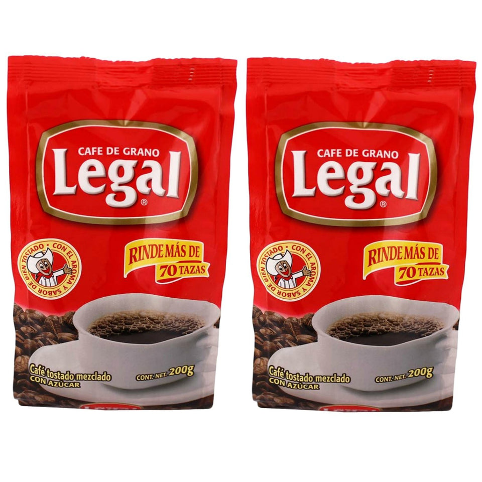 Legal Cafe Mexican ground coffee two bags for easy home brewing.