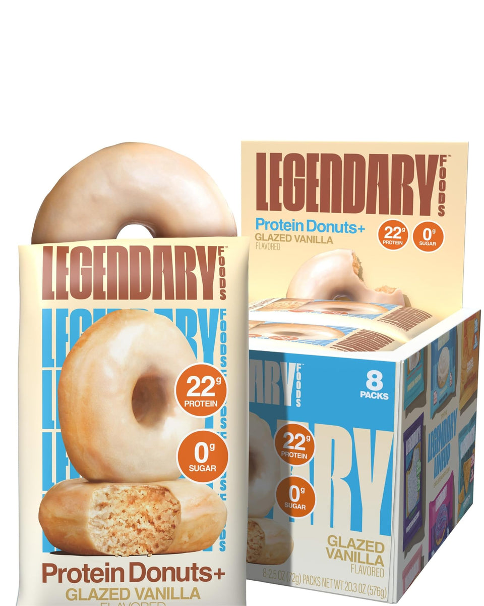 Legendary Foods Protein Donuts glazed vanilla: high-protein, zero sugar, ready-to-enjoy pack.