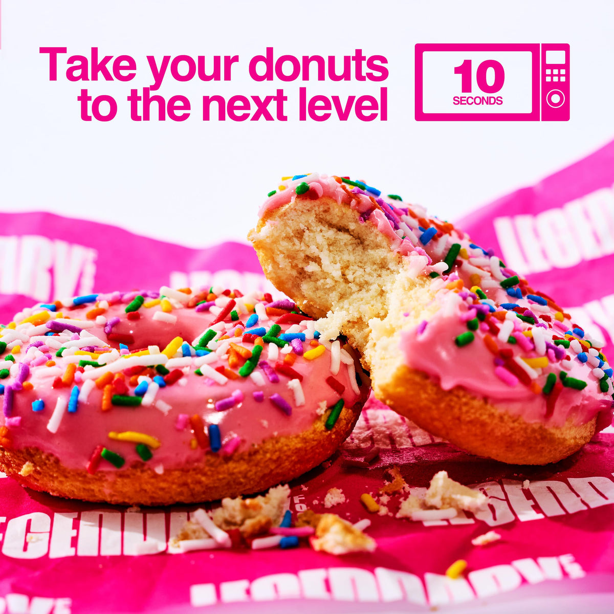 Legendary Foods Protein Donuts packaging highlights gluten-free and keto-friendly features.
