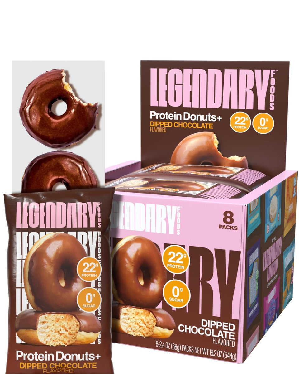 Legendary Foods Protein Donuts: two donuts per pack for quick, high-protein snacking on busy days.