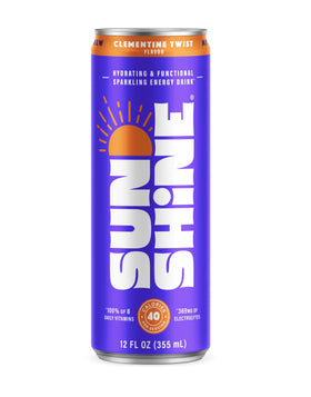 Legendary Sunshine Clementine Twist label close-up, vitamins and natural ingredients visible