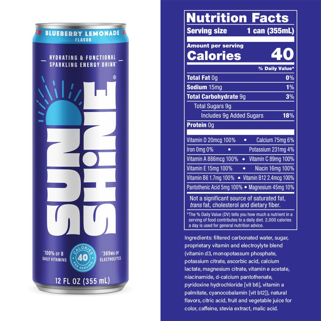 Legendary Sunshine daily vitamins nutrition panel, eight essential vitamins for everyday wellness