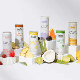 Leilo Kava cans variety pack for non-alc tasting