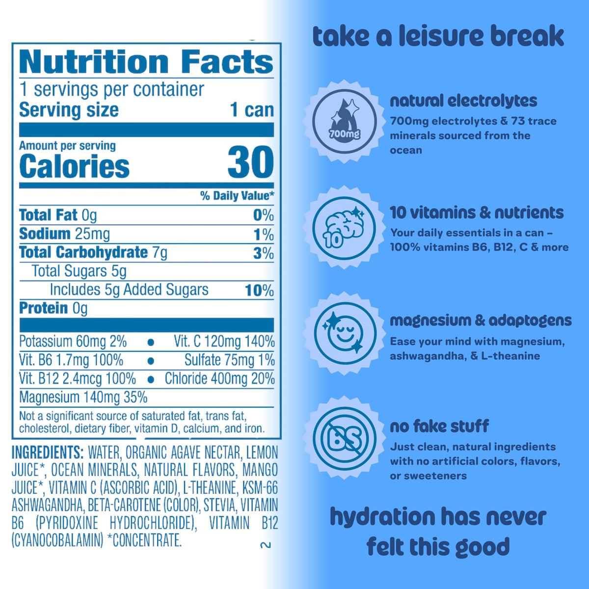 Leisure Hydration L-Theanine bottle suggesting calm mood enhancement.