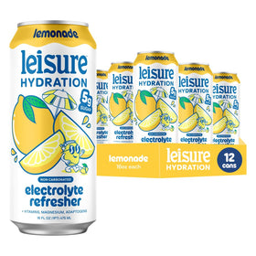 Leisure Hydration Lemonade 12-pack can for non-carbonated refreshment on the go.