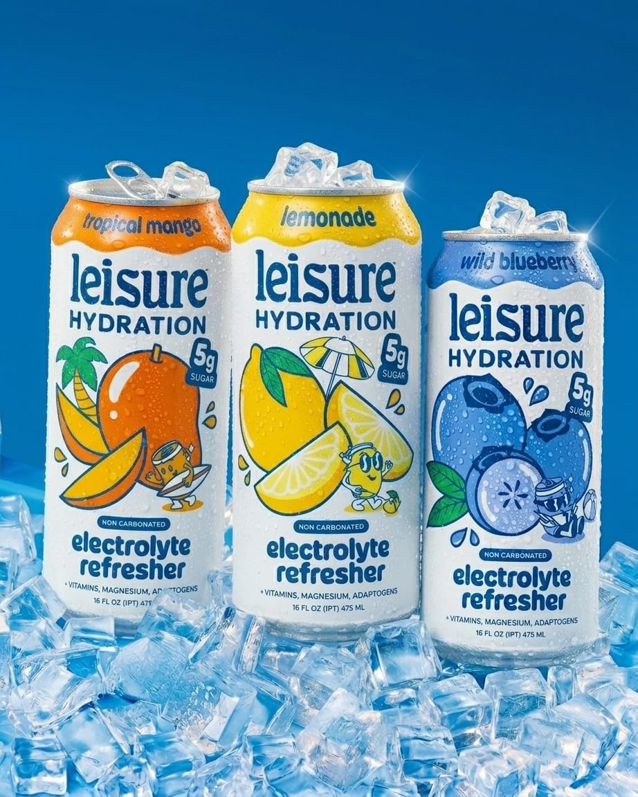 Leisure Hydration Non-GMO badge on can for clean ingredients.