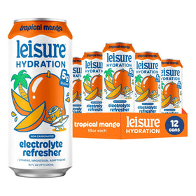 Leisure Hydration tropical mango bottle—refreshing flavor for everyday hydration.