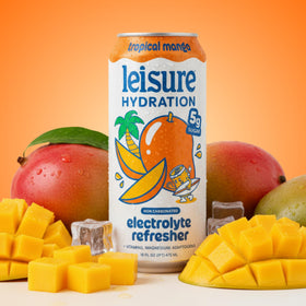 Leisure Hydration tropical mango 12-pack—great for sharing.
