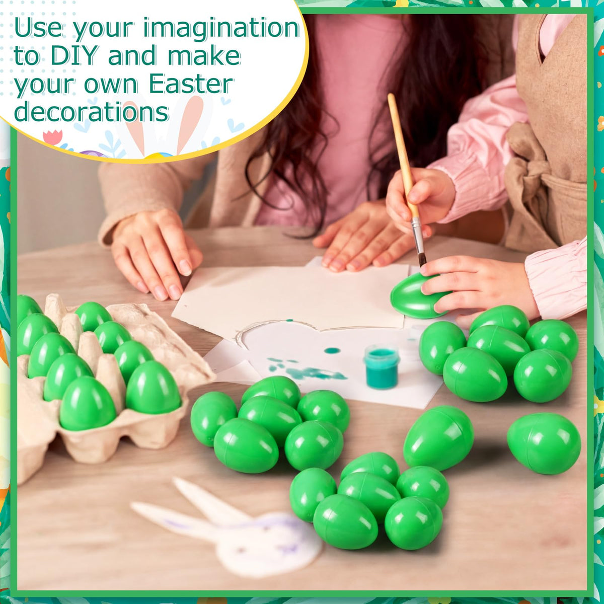 Leitee 24-pack green eggs provide abundant DIY decorating options.