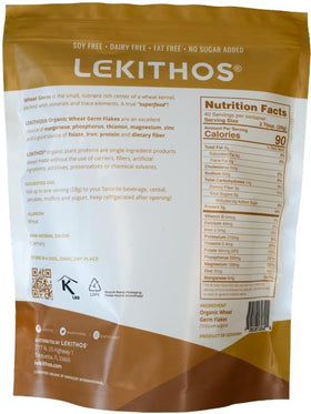 Lekithos Wheat Germ Flakes served in a bowl, ideal for cereals or yogurt.