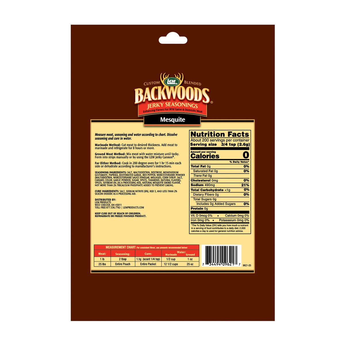 LEM Backwoods cure packet included ensures consistent jerky results.