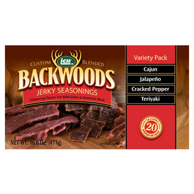 LEM Backwoods Jerky Cajun seasoning bottle for bold marinating flavor.