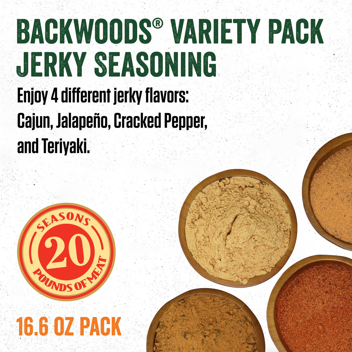 LEM Backwoods Jerky Cracked Pepper seasoning bottle with peppery kick.