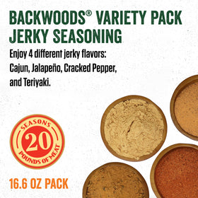 LEM Backwoods Jerky Cracked Pepper seasoning bottle with peppery kick.