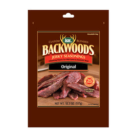 LEM Backwoods Original Jerky Seasoning package with pre-measured cure for consistent flavor