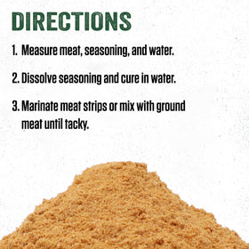 LEM Backwoods Mesquite Seasoning works with ground meat for jerky.