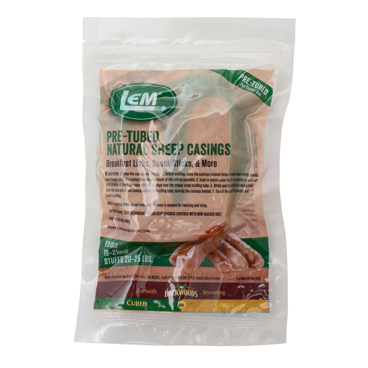 LEM pre-tubed sheep casings ready for effortless stuffing.