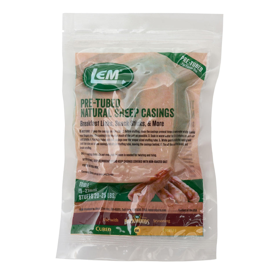 LEM pre-tubed sheep casings ready for effortless stuffing.