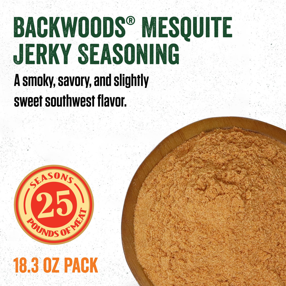 LEM Backwoods Mesquite Jerky Seasoning delivers smoky Texas-inspired flavor.