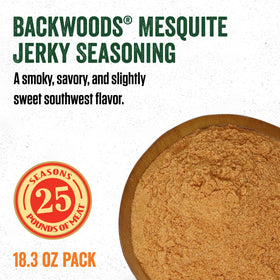 LEM Backwoods Mesquite Jerky Seasoning delivers smoky Texas-inspired flavor.