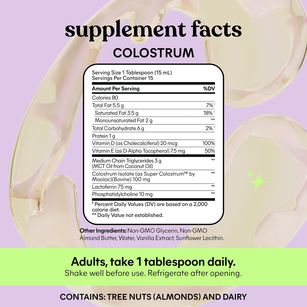 Lemme Colostrum Coffee Creamer almond butter ingredient close-up