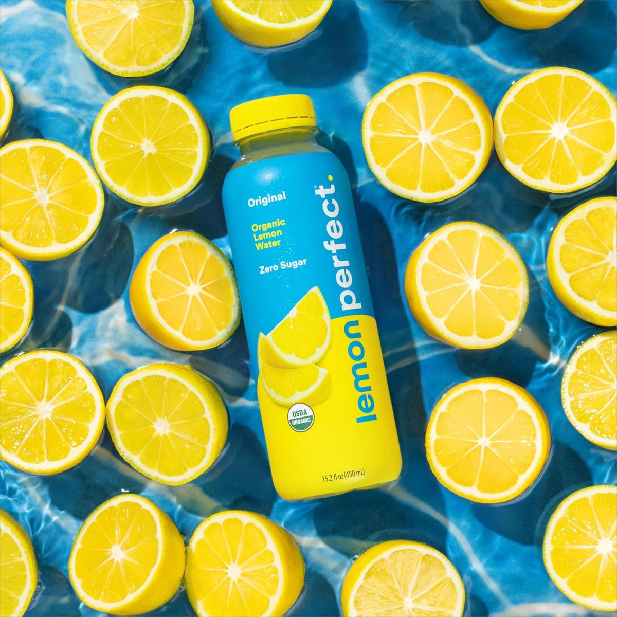 Lemon Perfect bottle pour showing easy serving and flavor release