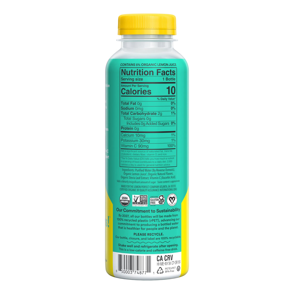 Lemon Perfect Coconut 12-pack on display emphasizing sustainability.