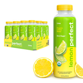 Lemon Perfect Lime bottle-front highlighting refreshing citrus flavor for on-the-go hydration.