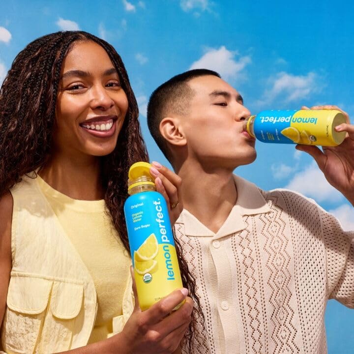 Lemon Perfect Original bottle nutrition label highlights vitamin C and clean ingredients