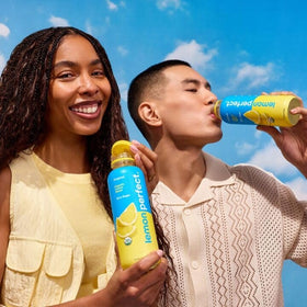 Lemon Perfect Original bottle nutrition label highlights vitamin C and clean ingredients