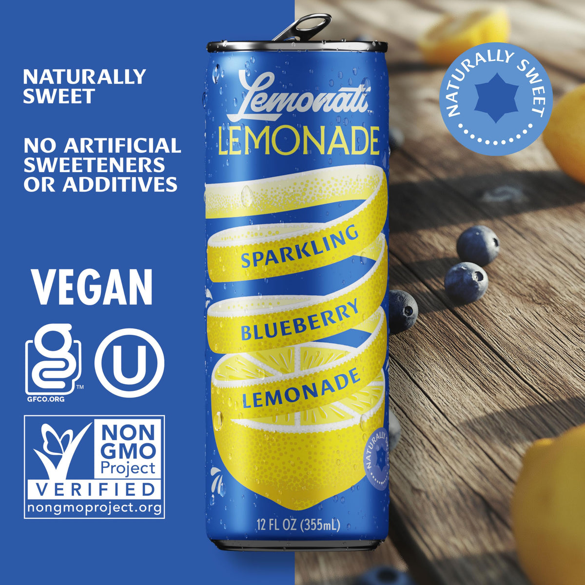 Chilled Lemonati Blueberry Lemonade in a glass, crisp and balanced.