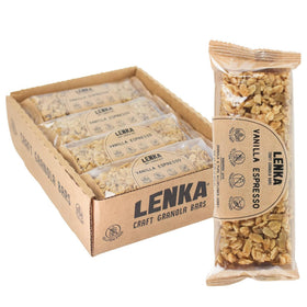 Lenka Vanilla Espresso Bars close-up, showcasing soft-chew texture and inviting flavor.