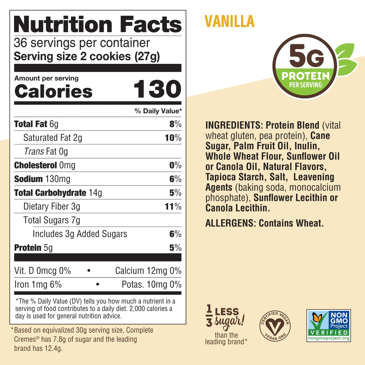 Lenny & Larry's The Complete Cremes Vanilla cookie with coffee, serving suggestion for a tasty daytime pick-me-up.