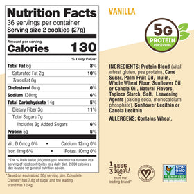 Lenny & Larry's The Complete Cremes Vanilla cookie with coffee, serving suggestion for a tasty daytime pick-me-up.
