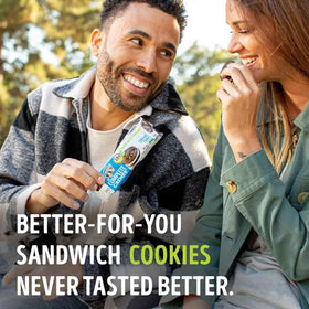 Lenny & Larry's The Complete Cremes Vanilla packaging box, box of 12, convenient vegan treat on the go.