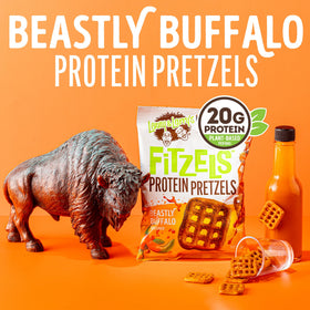 Close-up of Beastly Buffalo pretzel bites highlighting crisp texture and bold spicy flavor