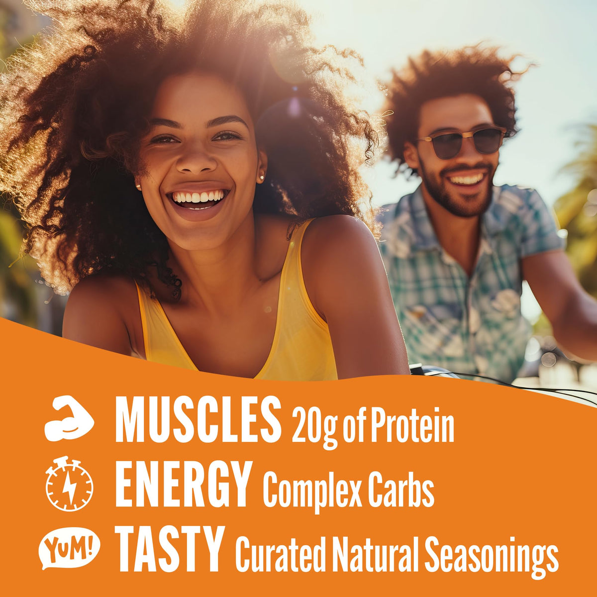 Nutrition panel indicating 20g plant-based protein per bag for fueling workouts