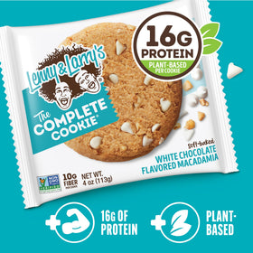 Lenny & Larrys cookie bite highlighting 16 g plant protein per cookie