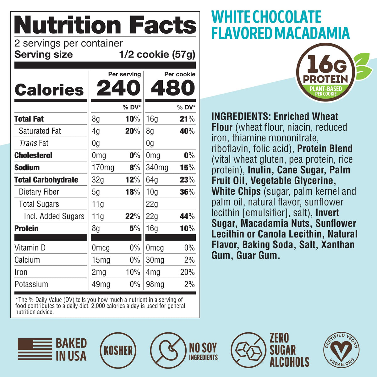 Lenny & Larrys vegan non GMO label on the Complete Cookie wrapper