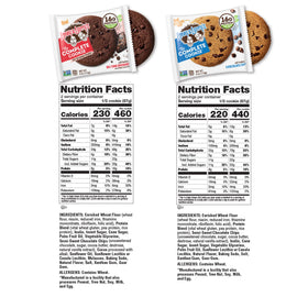 Lenny & Larry's Chocolate Lovers cookie on plate with milk, snack-ready option