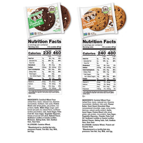 Lenny & Larry's Chocolate Lovers pack with nutrition label, vegan, non-GMO attributes
