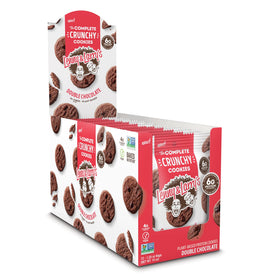Lenny & Larry's Complete Crunchy Cookie 12-pack display highlighting convenient snack for busy days.