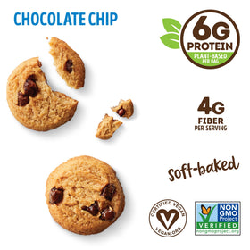Six-pack box of Lenny & Larry's Complete Crunchy Cookie chocolate chip cookies.