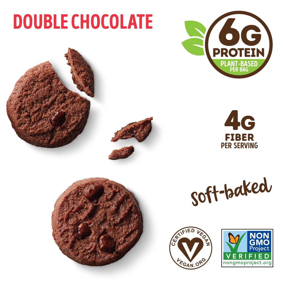 Lenny & Larry's Complete Crunchy Cookie Double Chocolate close-up emphasizing crunchy texture for satisfying bites.