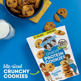 Ingredients label for Lenny & Larry's Complete Crunchy Cookie showing vegan and non-GMO status.