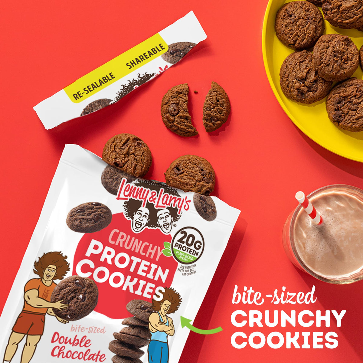 Lenny & Larry's Complete Crunchy Cookie vegan label close-up showcasing non-GMO and dairy-free appeal.